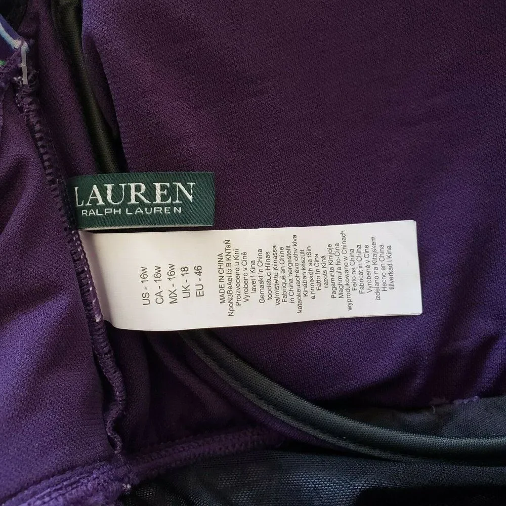 Ralph Lauren‎ Purple Captiva Paisley One Piece Swimsuit Underwire Beach NEW $142
